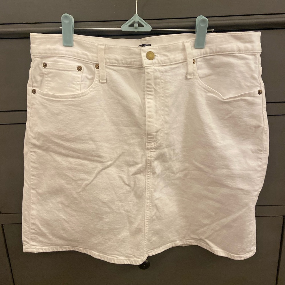 J Crew white denim miniskirt, size 32